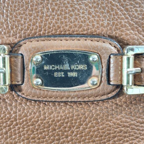 Michael Kors Purse Hamilton Brown/Tan Pebbled Leather Crossbody Shoulder Bag - Picture 6 of 14